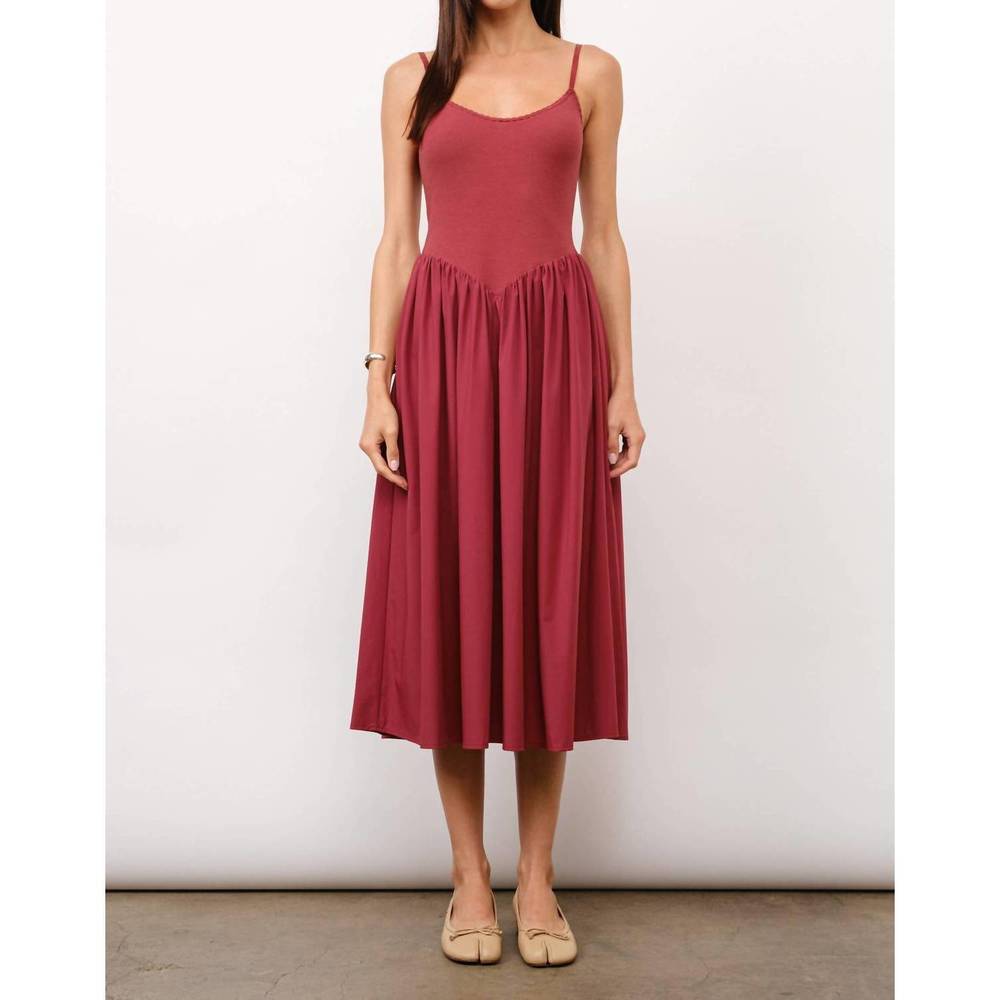 NEW LOUCIA chloe contrast rib midi dress in rosewood